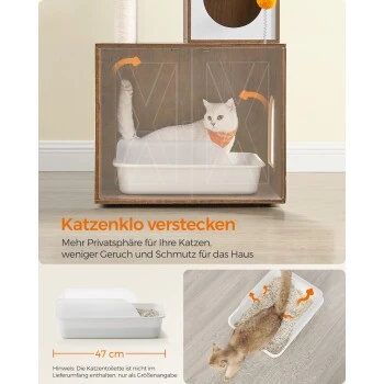 FEANDREA Kratzbaum 185cm Mit Katzenklo-Schrank Vintagebraun Braun – Bild 7