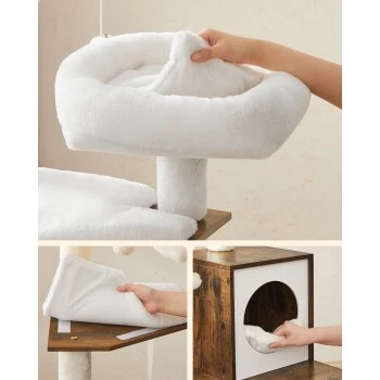 FEANDREA Kratzbaum Mit Katzentoilette Braun Braun – Bild 8