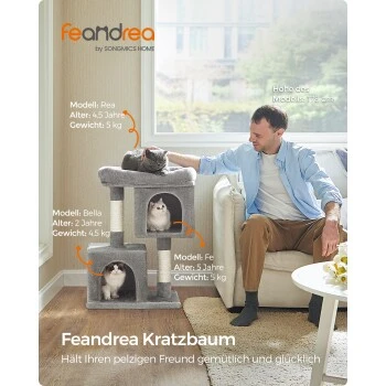 FEANDREA Kratzbaum 74 Cm Hellgrau – Bild 2