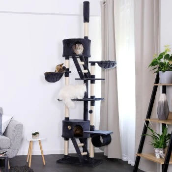 Lionto Kratzbaum XXL, Höhenverstellbar (230 - 250 Cm) Dunkelgrau – Bild 2