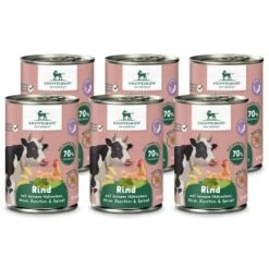 Knuffelwuff Nassfutter Rind Mit Feinem Hühnchen, Hirse, Zucchini & Spinat 6 X 400g