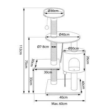 Lionto Kratzbaum Höhe 112 Cm Weiß/ Beige – Bild 2