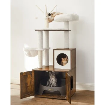 FEANDREA Kratzbaum Mit Katzentoilette Braun Braun – Bild 3