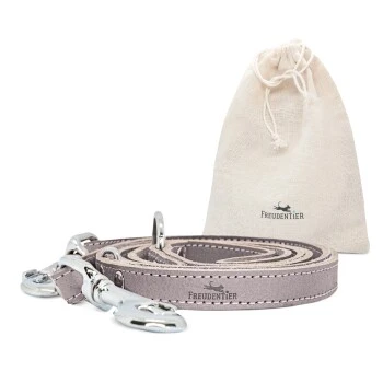 Freudentier Führleine Aus Leder Braun/ Grau 2 Cm