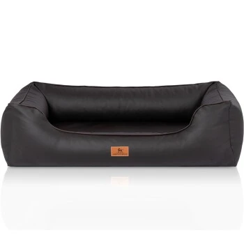 Knuffelwuff Orthopädisches Hundebett Montana Aus Kunstleder Schwarz M-L